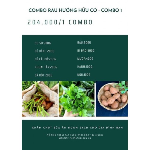 COMBO RAU CANH TÁC HỮU CƠ 1 - COMBO RAU 1